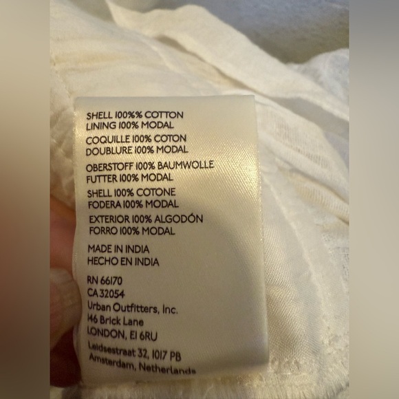 Free People Women's White Chloe Smocked Tie Neck Cotton Blouse Top Size M - Picture 5 of 5